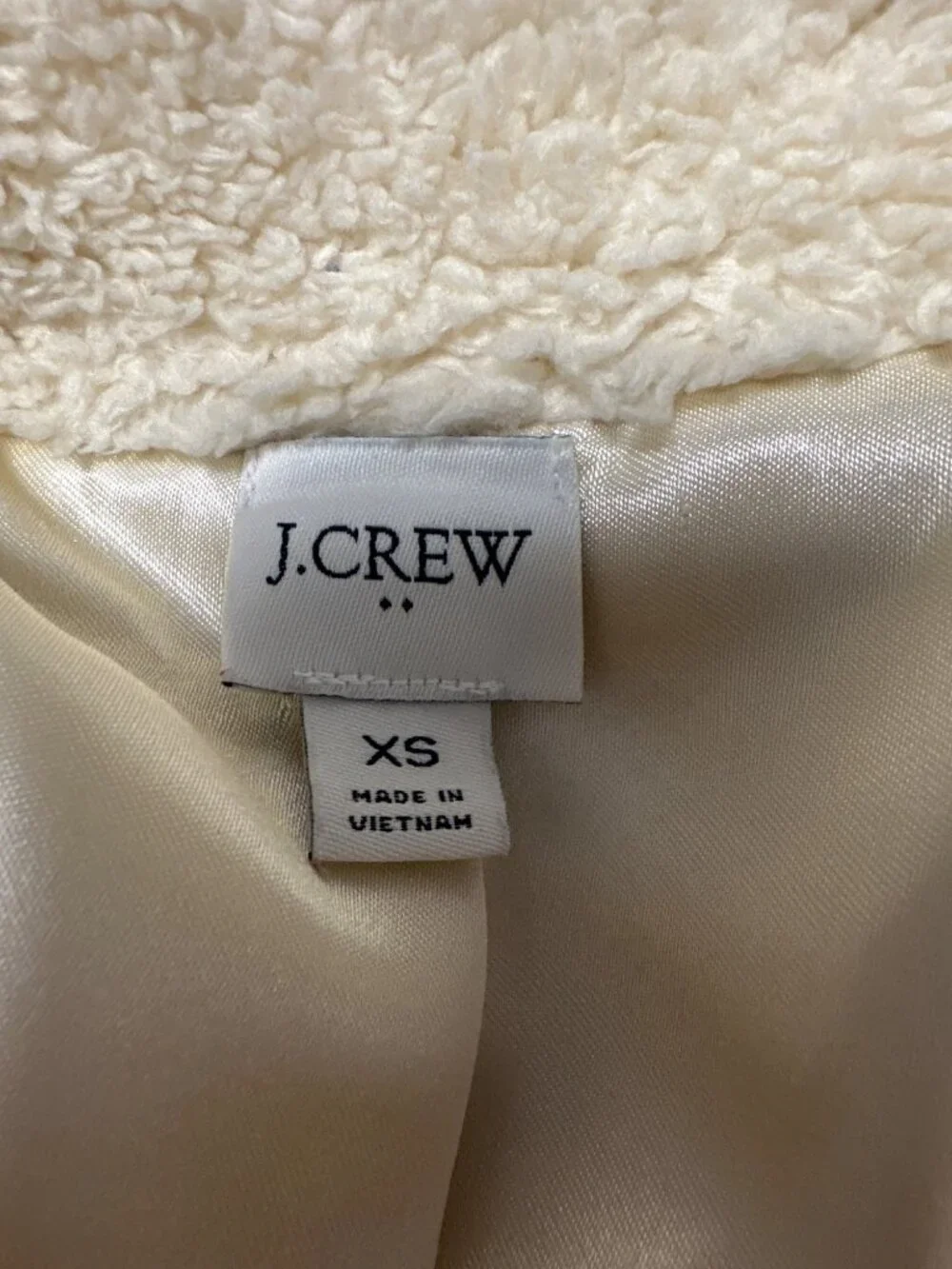 J. Crew Factory Full Zip Ivory Faux Fur Teddy Coat Size XS